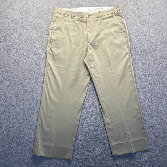 ORVIS Men's Dress Pants Size 34 Green Flat Front,Pockets,Preppy - Picture 15 of 15